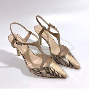 Tahari snakeskin Brandy slingback heels size 8